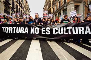Manifestação anti-tourada em Espanha