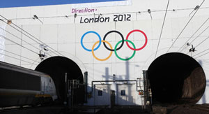 Giant Olympic Rings Unveiled at Channel Tunnel Entrance