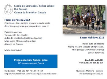 "Férias da Páscoa" - Escola de Equitação Rui Barroso