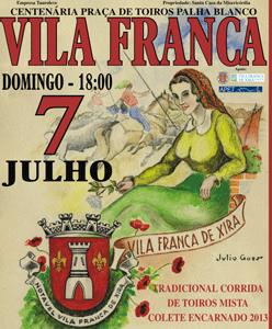 Colete encarnado com cartel de triunfadores