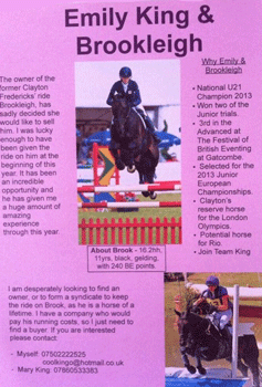 Mary King procura patrocinador